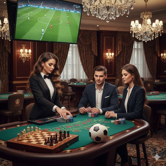 Luxurious casino background with chips and cards